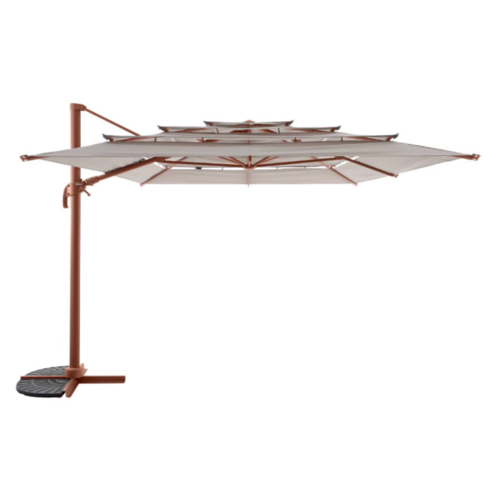 Parasol déporté rectangulaire inclinable MELHIA Lin / Acajou