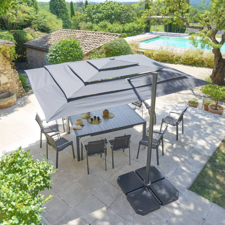 Parasol déporté rectangulaire inclinable MELHIA Anthracite