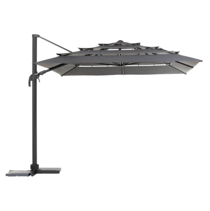 Parasol déporté rectangulaire inclinable MELHIA Anthracite