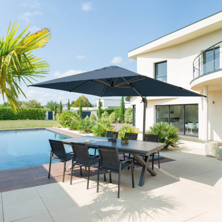 Parasol déporté rectangulaire ÉQUADOR Pétrole