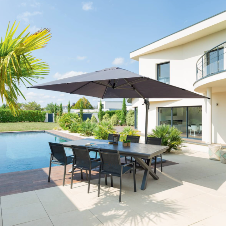Parasol déporté rectangulaire ÉQUADOR Ardoise