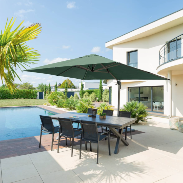 Parasol déporté rectangulaire ÉQUADOR Vert olive