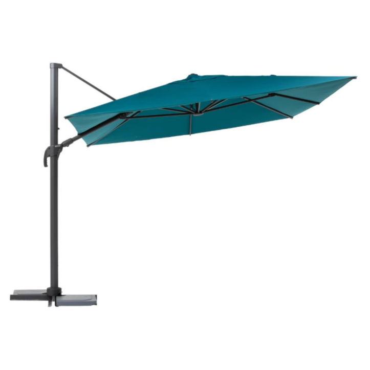 Parasol déporté rectangulaire inclinable MELHIA Bleu canard / Graphite