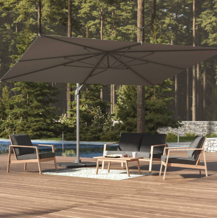 Parasol déporté rectangulaire inclinable MELHIA Anthracite / Graphite