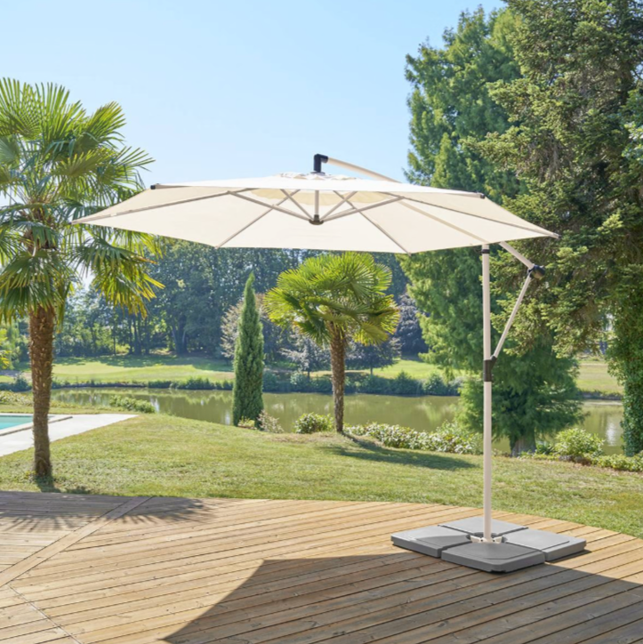 Parasol déporté rond MANOA Argile / Blé