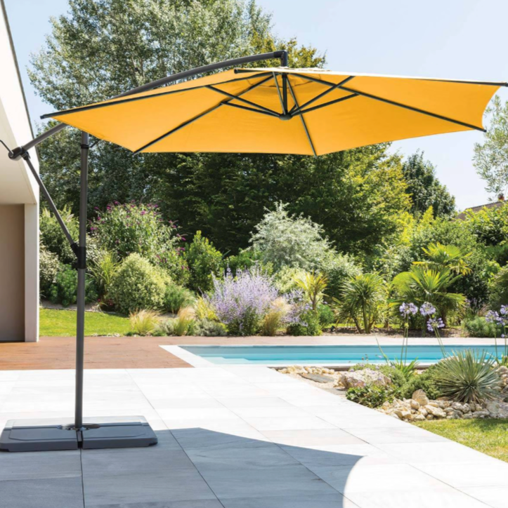 Parasol déporté rond MANOA Jaune moutarde