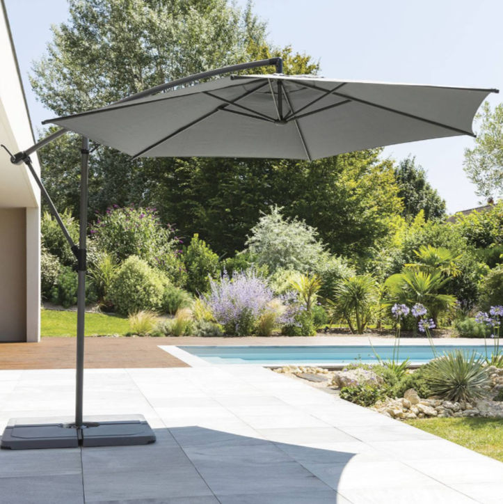 Parasol déporté rond MANOA Ardoise