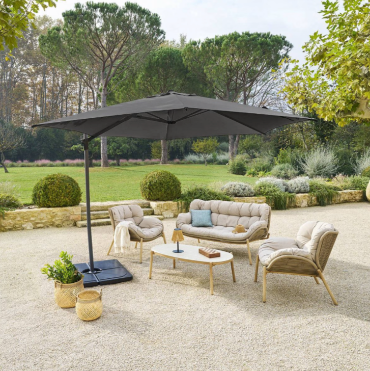 Parasol déporté rond NAULIA Ardoise