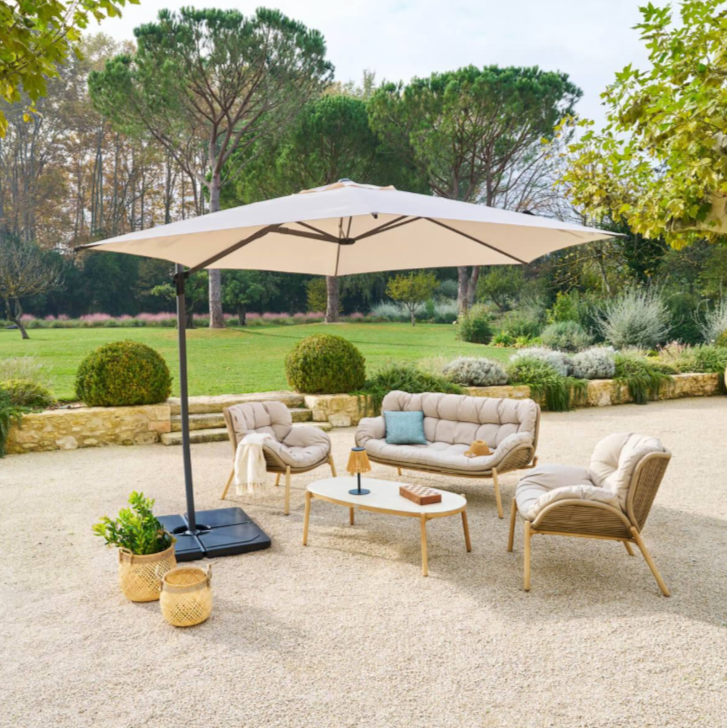Parasol déporté rond NAULIA Blé